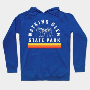 Watkins Glen State Park Souvenir Bear Retro Vintage Stripes Hoodie